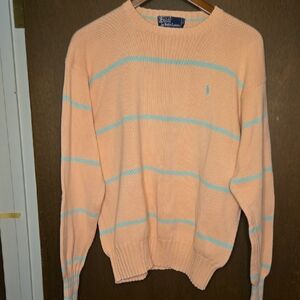 Polo by Ralph Lauren Peach and Light green Crewneck Sweater